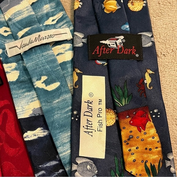 FOUR Vintage Silk Ties Fishing Novelty Prints Made in USA - Picture 6 of 14